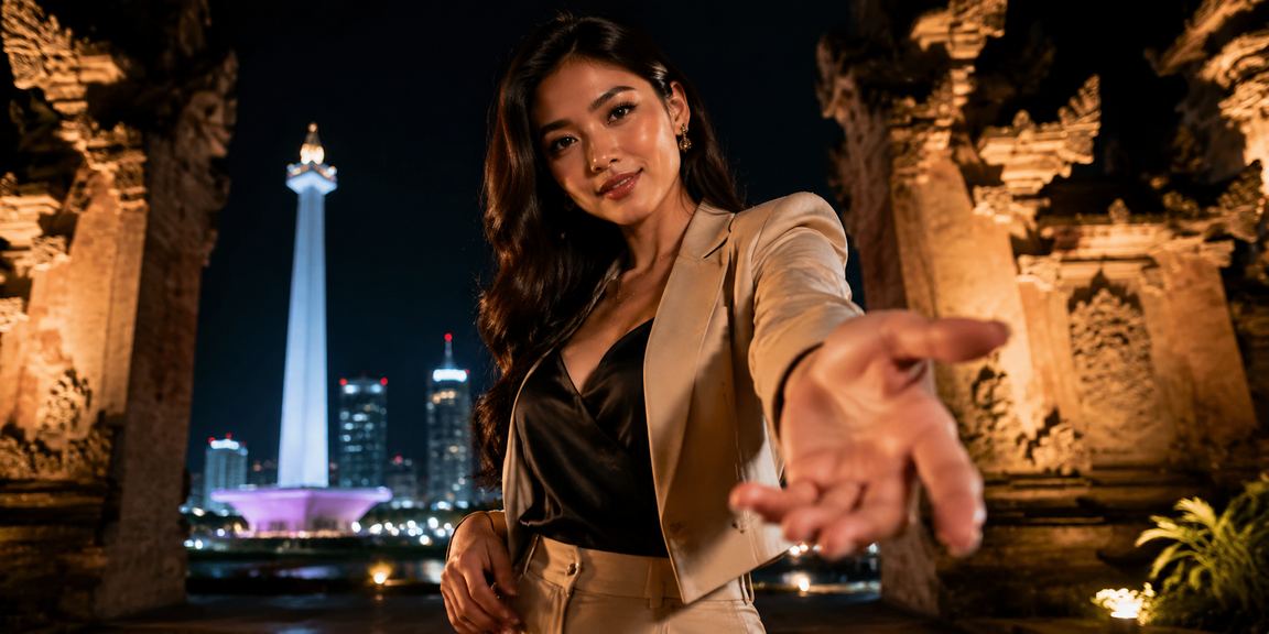 Pengguna muda mengakses permainan jackpot dari smartphone di lingkungan perkotaan Indonesia