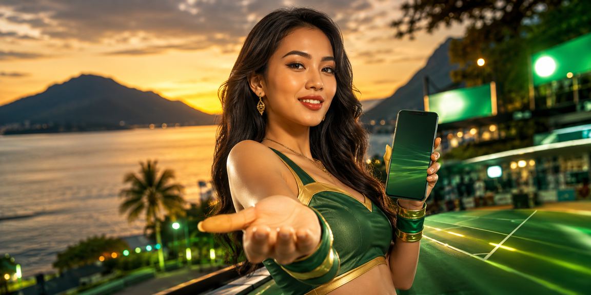 Model mengakses mobile casino Vietnam dengan ekspresi percaya diri dan profesional